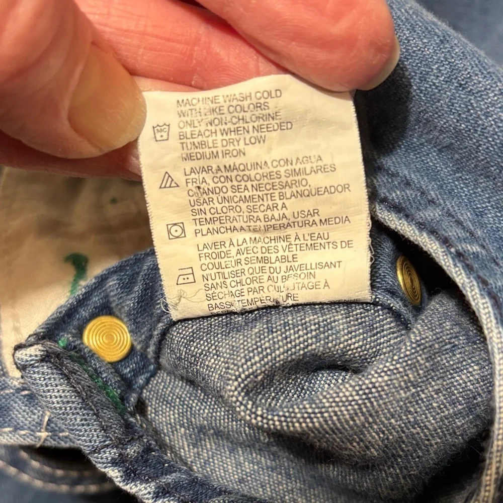 Liberty Denim Overalls with Green Trim Youth